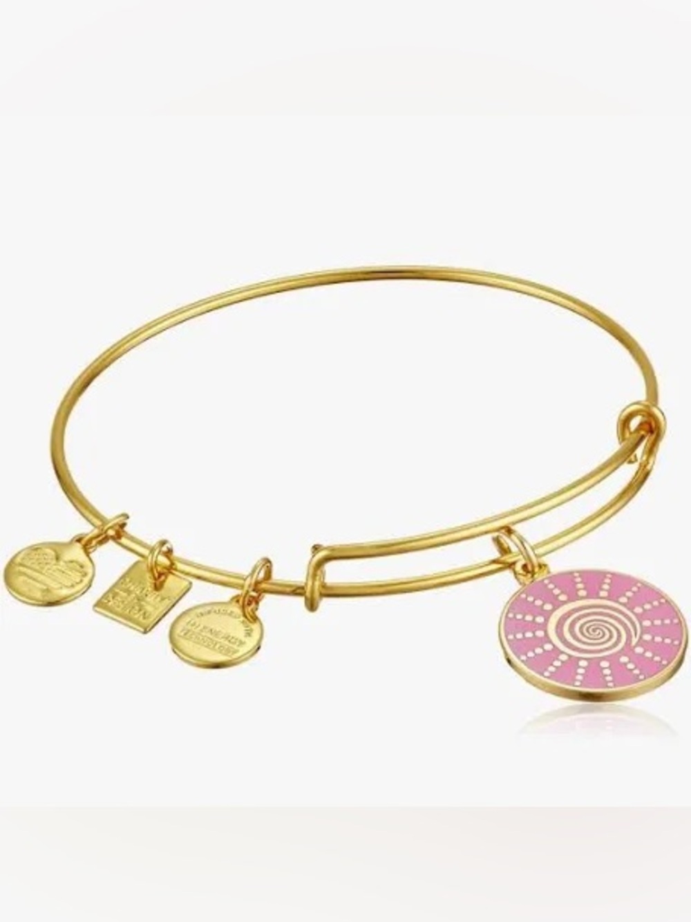 Alex and Ani Gold-Tone Pink Sunburst Charm Bangle Bracelet - Women Jewelry
